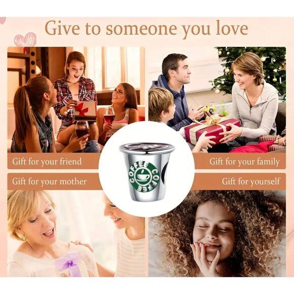 Coffee Cup Charm Bead – Silver Plated Jewelry Gift for Coffee Lovers - Picture 4 of 4